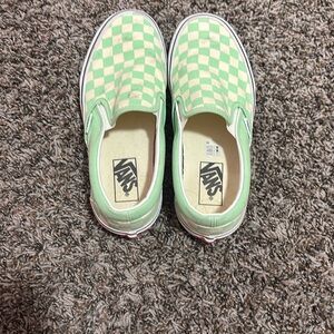Vans Kids Green Checkered Slip-On Shoes